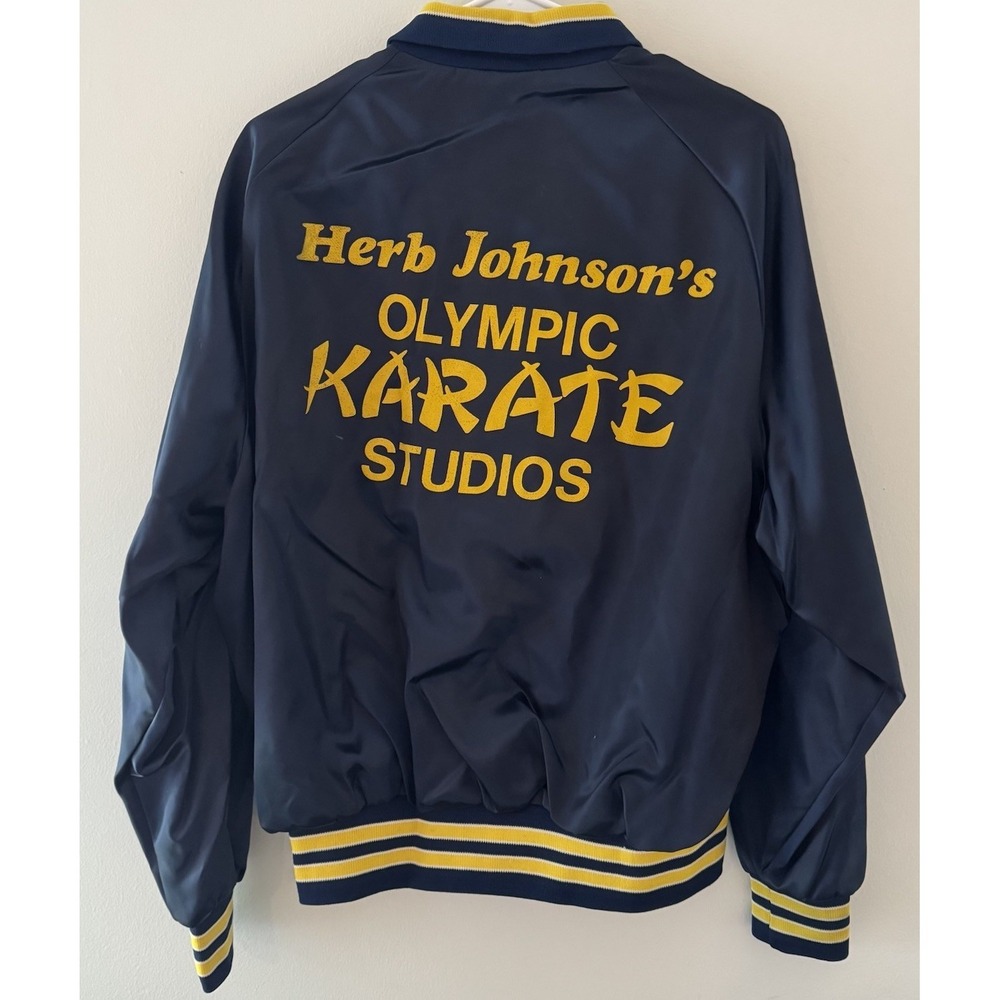 Vintage Satin Jacket Aristo Jac by Holton Karate Studio Large USA Olympic Retro